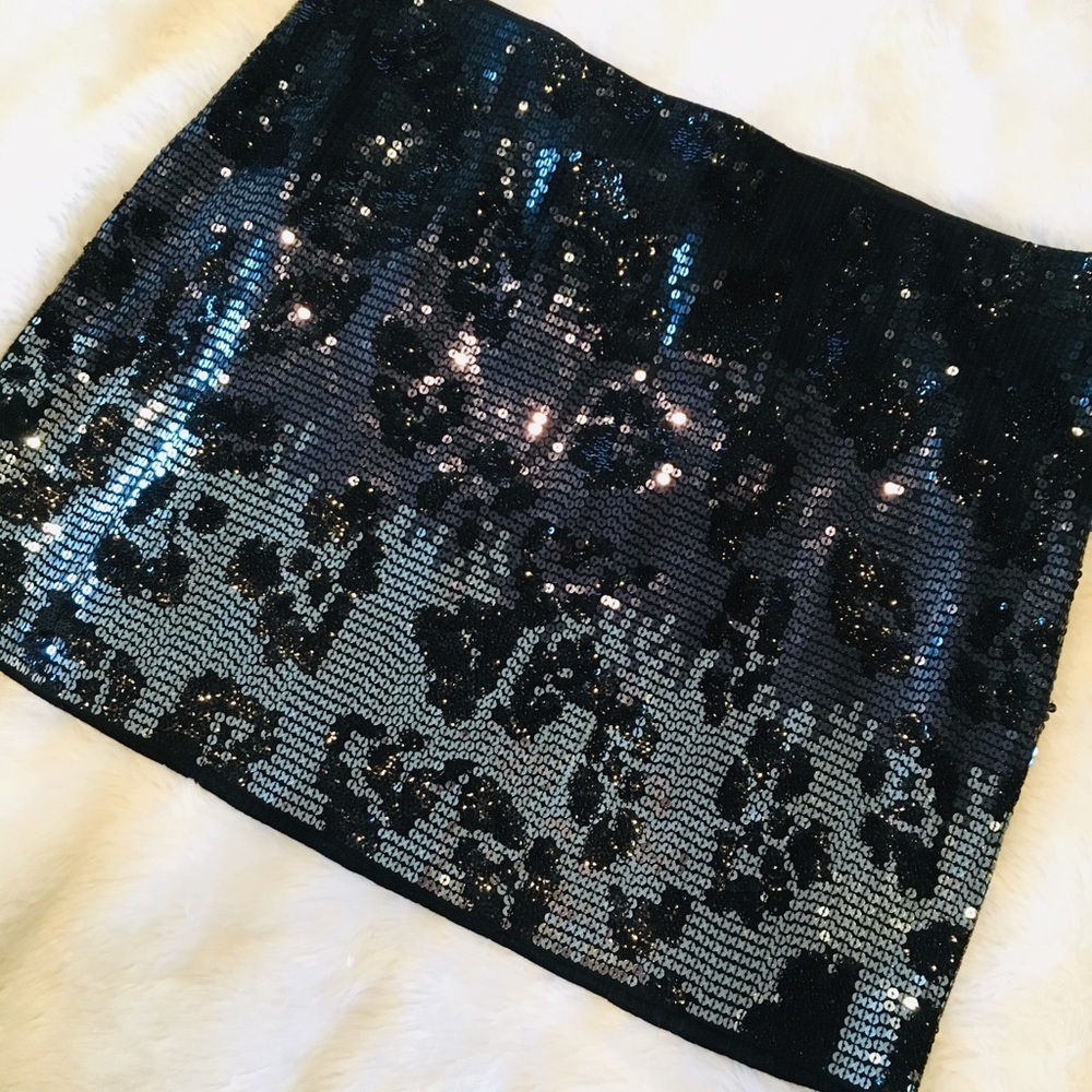 Express Navy Blue Sequence Skirt